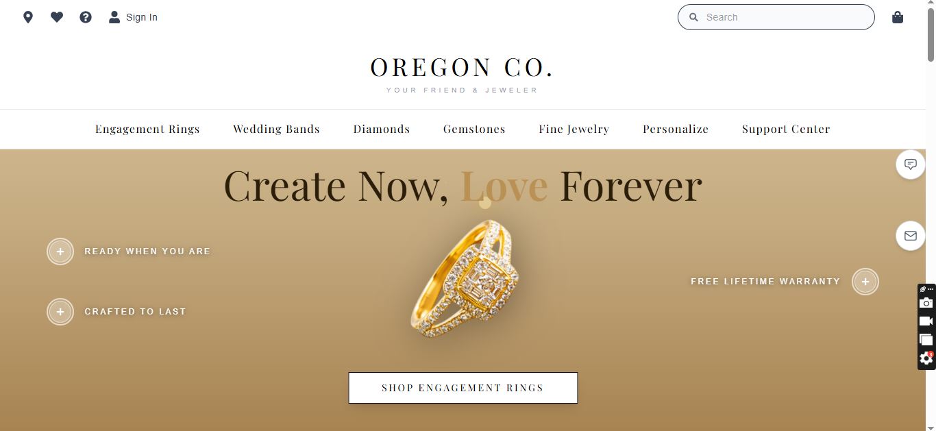 Oregon Co. Jewelry E-Commerce Landing Page